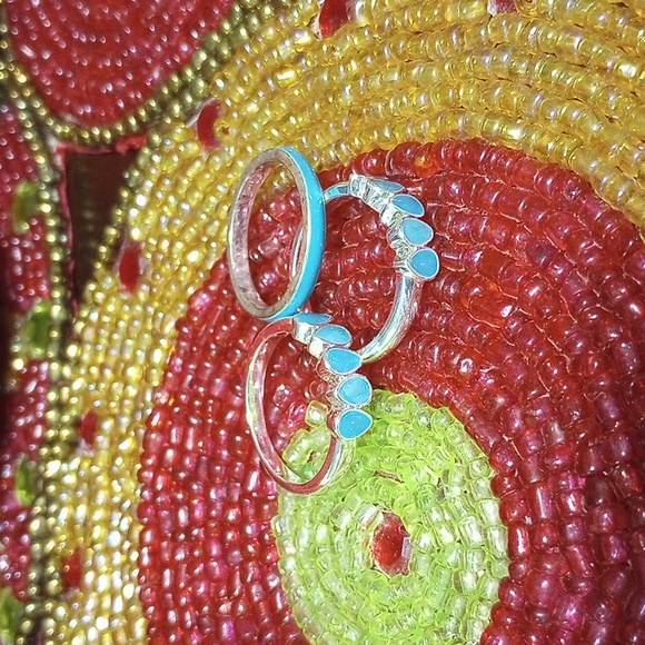 Turquoise Rings Set Size 10 - Picture 3 of 8